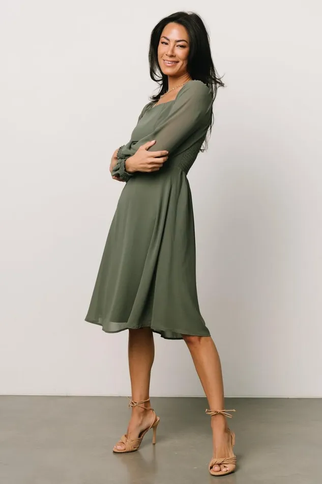 Women Elise Short Dress Dark Sage Baltic Born Short Dresses Women Elise Short Dress Dark Sage Baltic Born Short Dresses