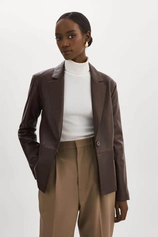 Women ELZA Leather Blazer Mahogany LAMARQUE Blazers Women ELZA Leather Blazer Mahogany LAMARQUE Blazers