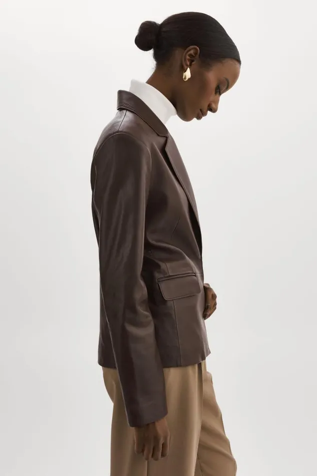 Women ELZA Leather Blazer Mahogany LAMARQUE Blazers Women ELZA Leather Blazer Mahogany LAMARQUE Blazers