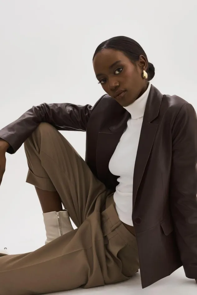 Women ELZA Leather Blazer Mahogany LAMARQUE Blazers Women ELZA Leather Blazer Mahogany LAMARQUE Blazers