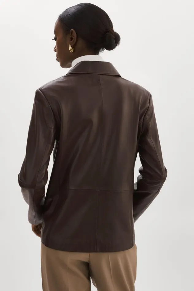 Women ELZA Leather Blazer Mahogany LAMARQUE Blazers Women ELZA Leather Blazer Mahogany LAMARQUE Blazers