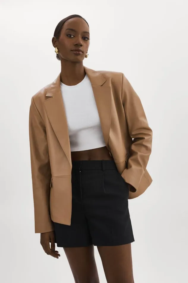 Women ELZA Leather Blazer Mocha LAMARQUE Leather Jackets Women ELZA Leather Blazer Mocha LAMARQUE Leather Jackets