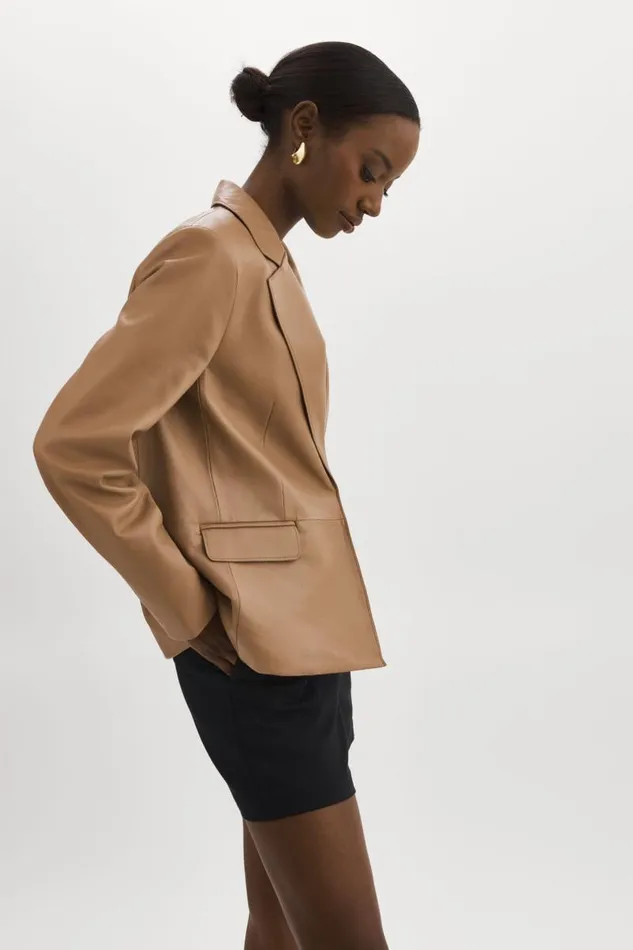 Women ELZA Leather Blazer Mocha LAMARQUE Leather Jackets Women ELZA Leather Blazer Mocha LAMARQUE Leather Jackets