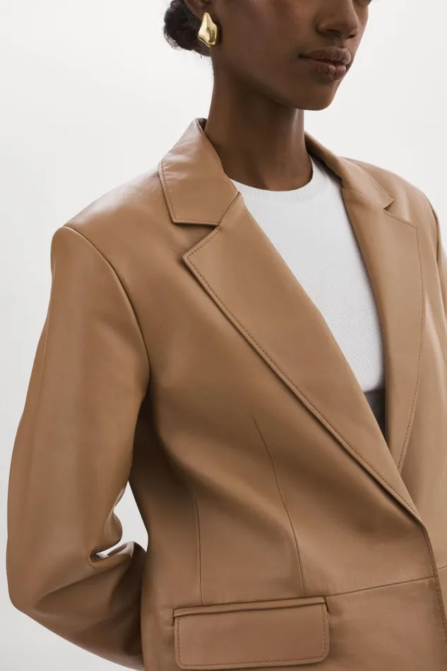 Women ELZA Leather Blazer Mocha LAMARQUE Leather Jackets Women ELZA Leather Blazer Mocha LAMARQUE Leather Jackets