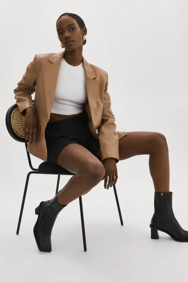 Women ELZA Leather Blazer Mocha LAMARQUE Leather Jackets Women ELZA Leather Blazer Mocha LAMARQUE Leather Jackets