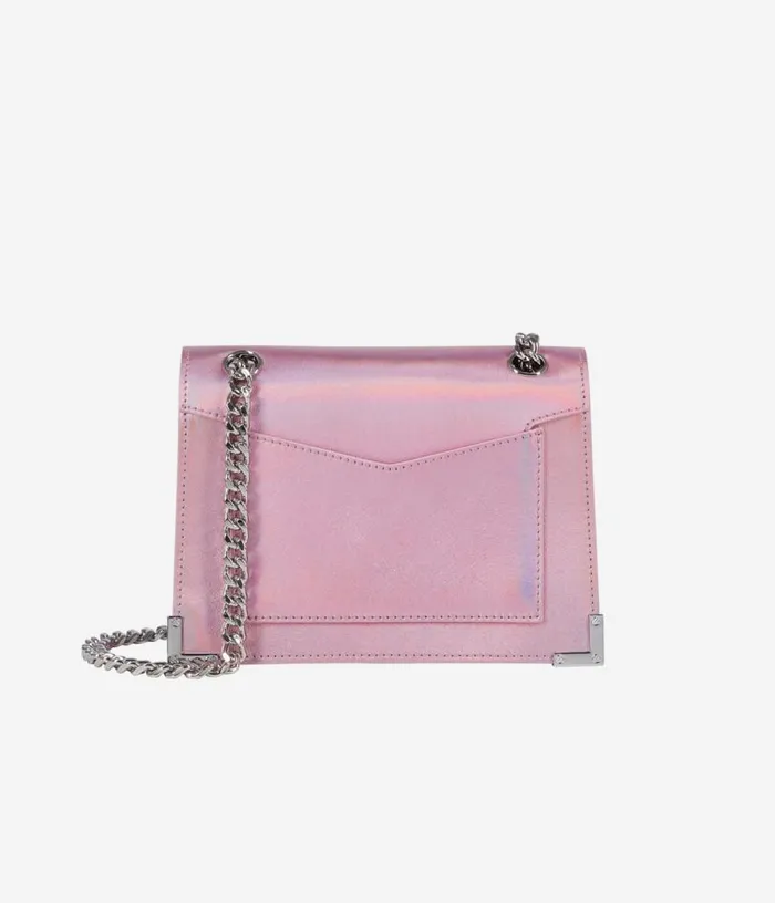 Women Emily Chain Bag In Pink Iridescent Leather THE KOOPLES Bags