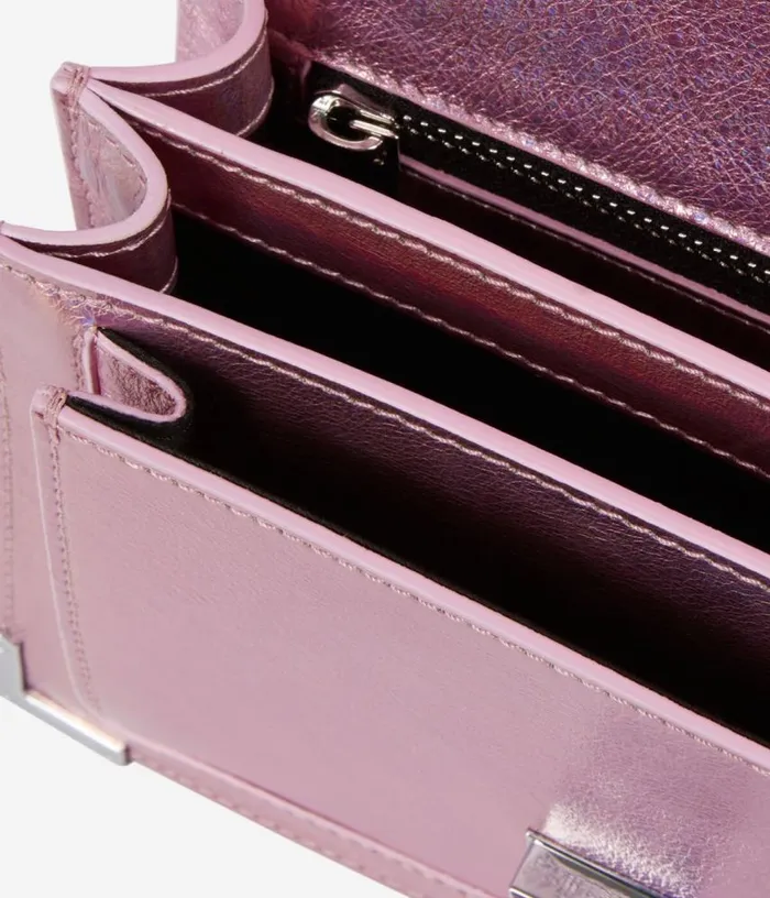 Women Emily Chain Bag In Pink Iridescent Leather THE KOOPLES Bags