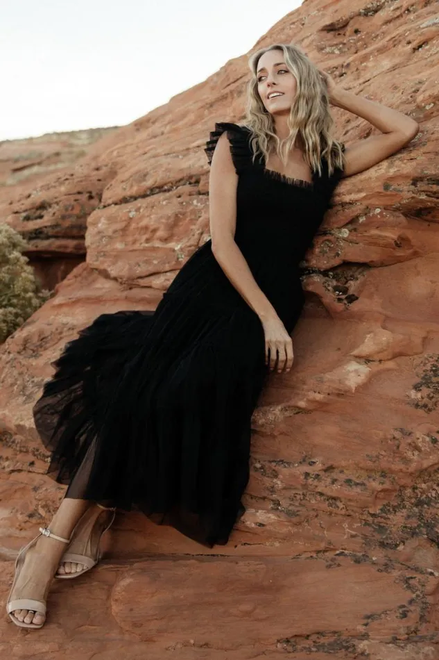 Women Emma Smocked Tulle Dress Black Baltic Born Midi Dresses