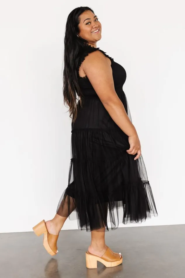 Women Emma Smocked Tulle Dress Black Baltic Born Midi Dresses