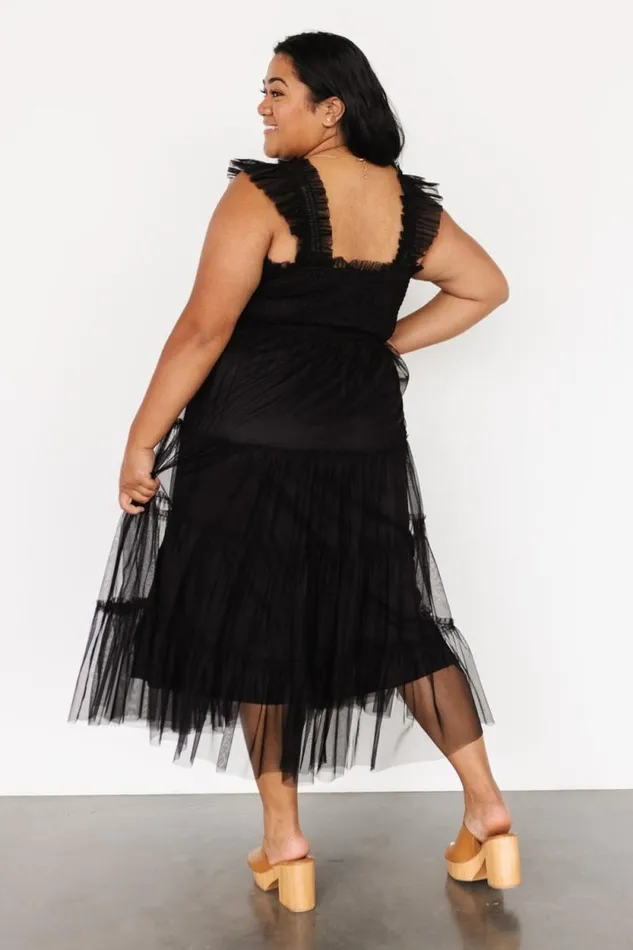 Women Emma Smocked Tulle Dress Black Baltic Born Midi Dresses