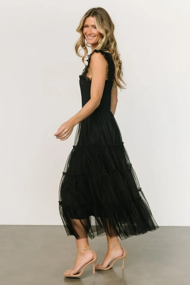 Women Emma Smocked Tulle Dress Black Baltic Born Midi Dresses