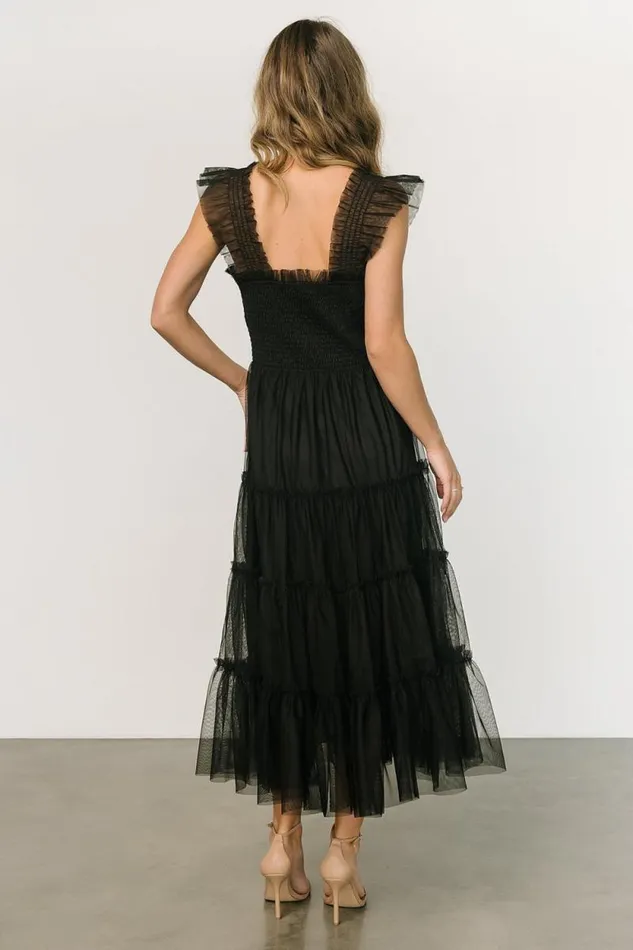 Women Emma Smocked Tulle Dress Black Baltic Born Midi Dresses