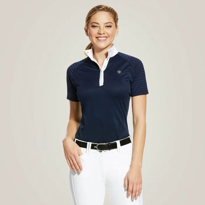 Women English Riding Ariat Aptos Vent Show Shirt Show Navy