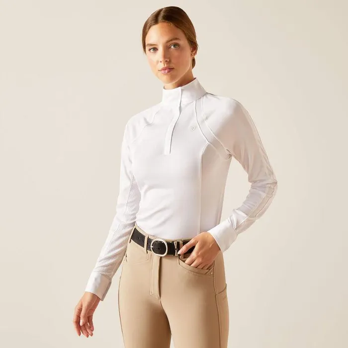 Women English Riding Ariat Sunstopper 30 Pro Show Shirt White