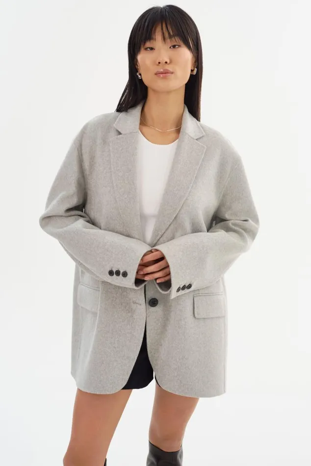Women ENNIS Oversized Wool Blazer Light Grey LAMARQUE Blazers