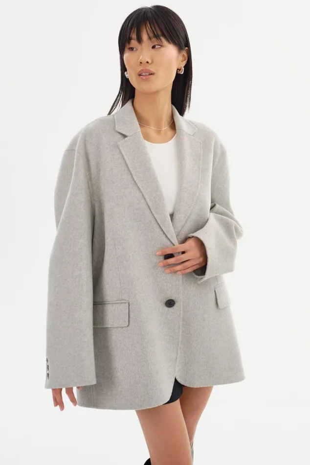 Women ENNIS Oversized Wool Blazer Light Grey LAMARQUE Blazers