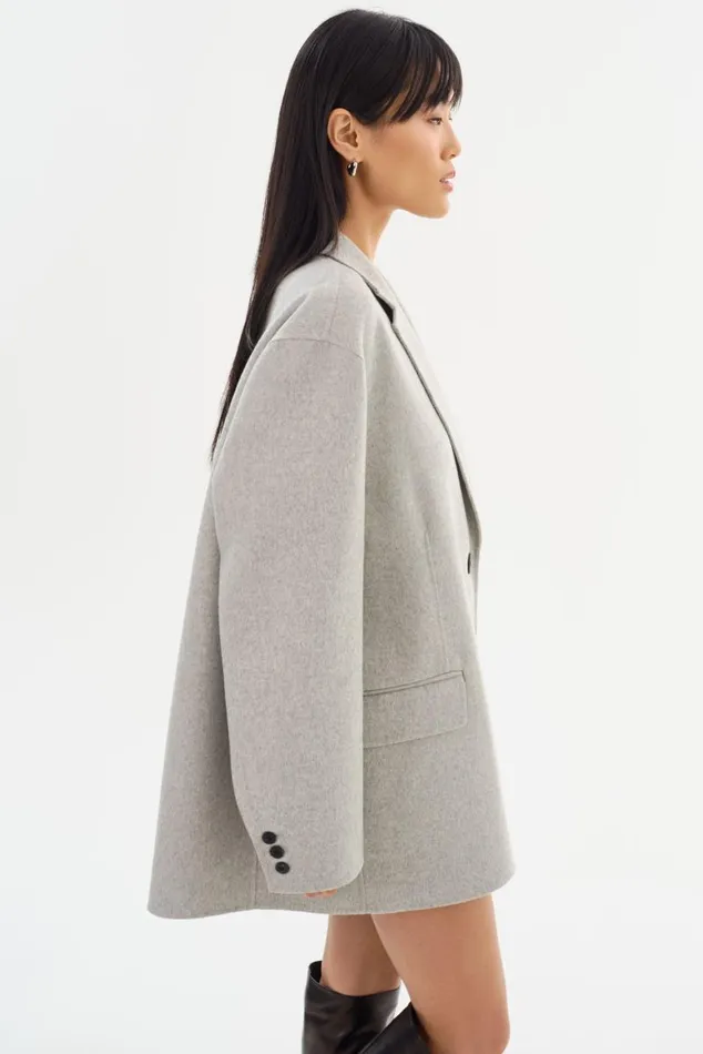 Women ENNIS Oversized Wool Blazer Light Grey LAMARQUE Blazers