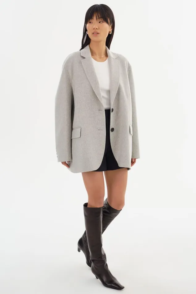 Women ENNIS Oversized Wool Blazer Light Grey LAMARQUE Blazers