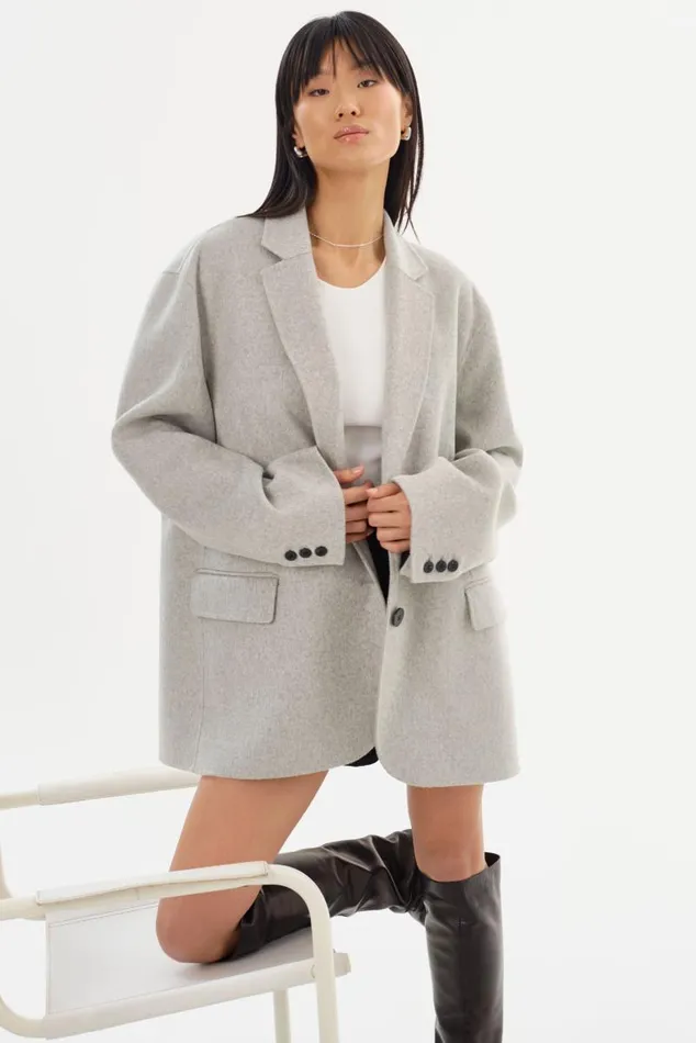 Women ENNIS Oversized Wool Blazer Light Grey LAMARQUE Blazers