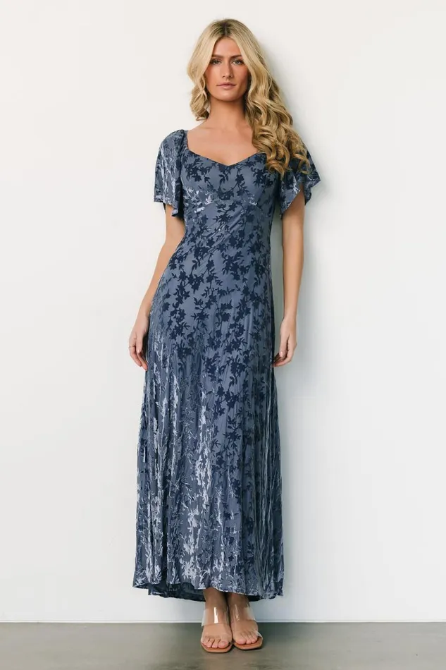 Women Everley Velvet Maxi Dress Whisper Blue Baltic Born Maxi Dresses Women Everley Velvet Maxi Dress Whisper Blue Baltic Born Maxi Dresses