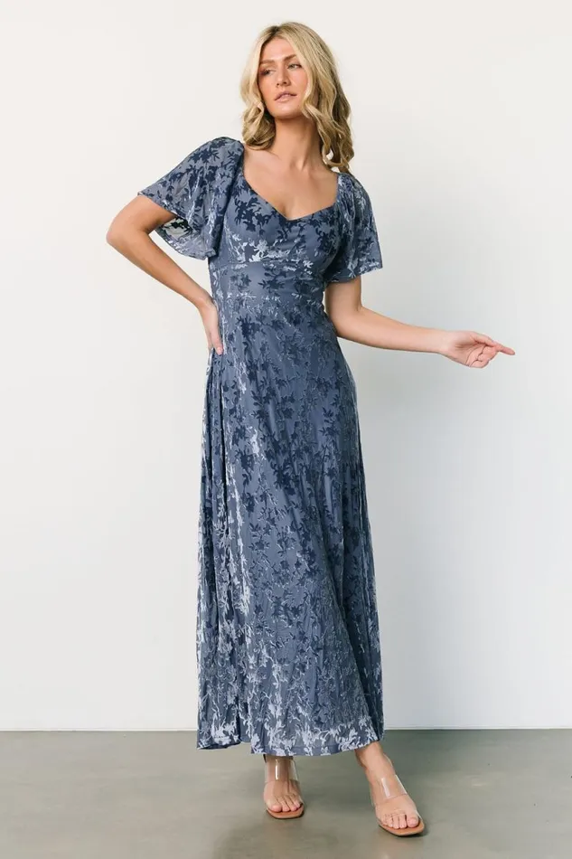 Women Everley Velvet Maxi Dress Whisper Blue Baltic Born Maxi Dresses Women Everley Velvet Maxi Dress Whisper Blue Baltic Born Maxi Dresses