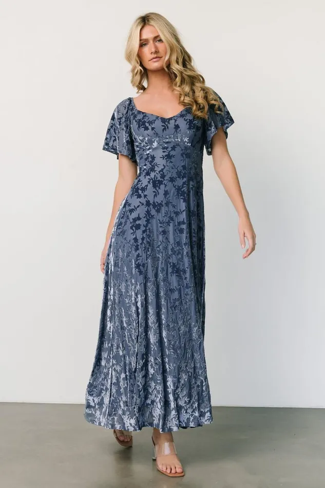 Women Everley Velvet Maxi Dress Whisper Blue Baltic Born Maxi Dresses Women Everley Velvet Maxi Dress Whisper Blue Baltic Born Maxi Dresses
