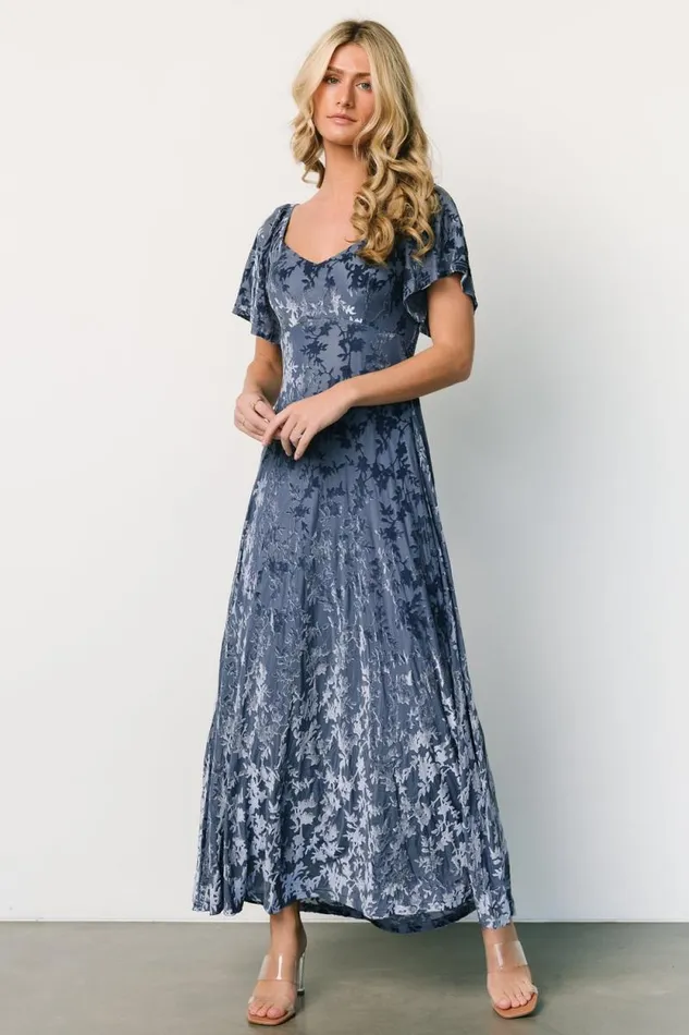 Women Everley Velvet Maxi Dress Whisper Blue Baltic Born Maxi Dresses Women Everley Velvet Maxi Dress Whisper Blue Baltic Born Maxi Dresses