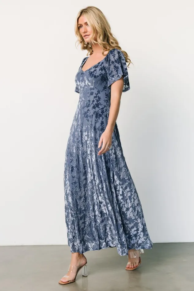 Women Everley Velvet Maxi Dress Whisper Blue Baltic Born Maxi Dresses Women Everley Velvet Maxi Dress Whisper Blue Baltic Born Maxi Dresses