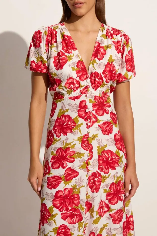 Women Faithfull The Brand Dresses Bellavista Midi Dress Isadora Floral Red