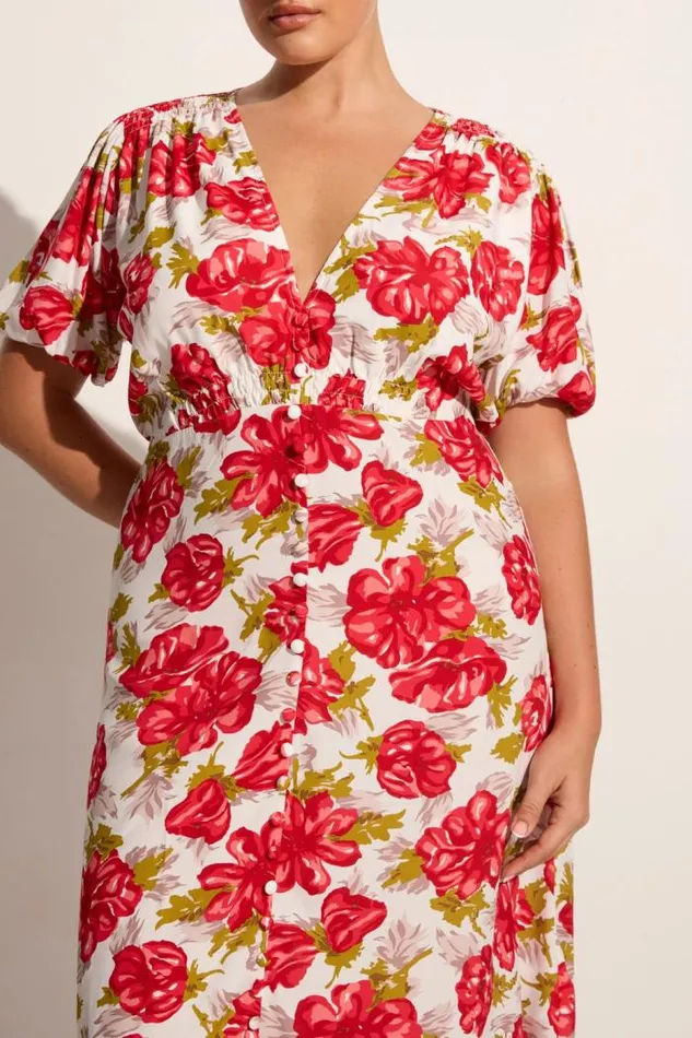 Women Faithfull The Brand Dresses Bellavista Midi Dress Isadora Floral Red