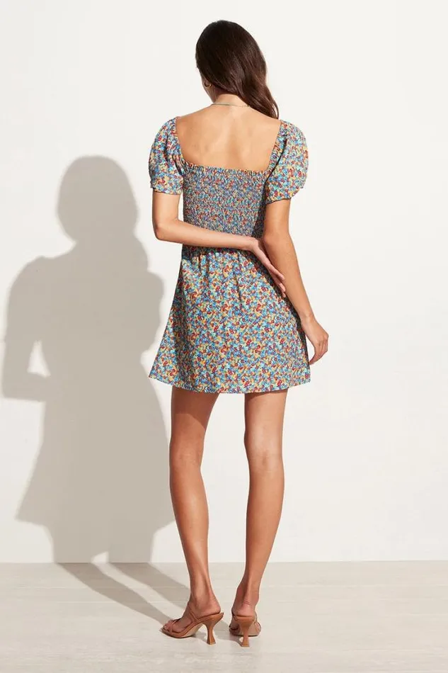 Women Faithfull The Brand Dresses Domenica Mini Dress Mohina Floral Print Blue Exclusive 8211 Final Sale