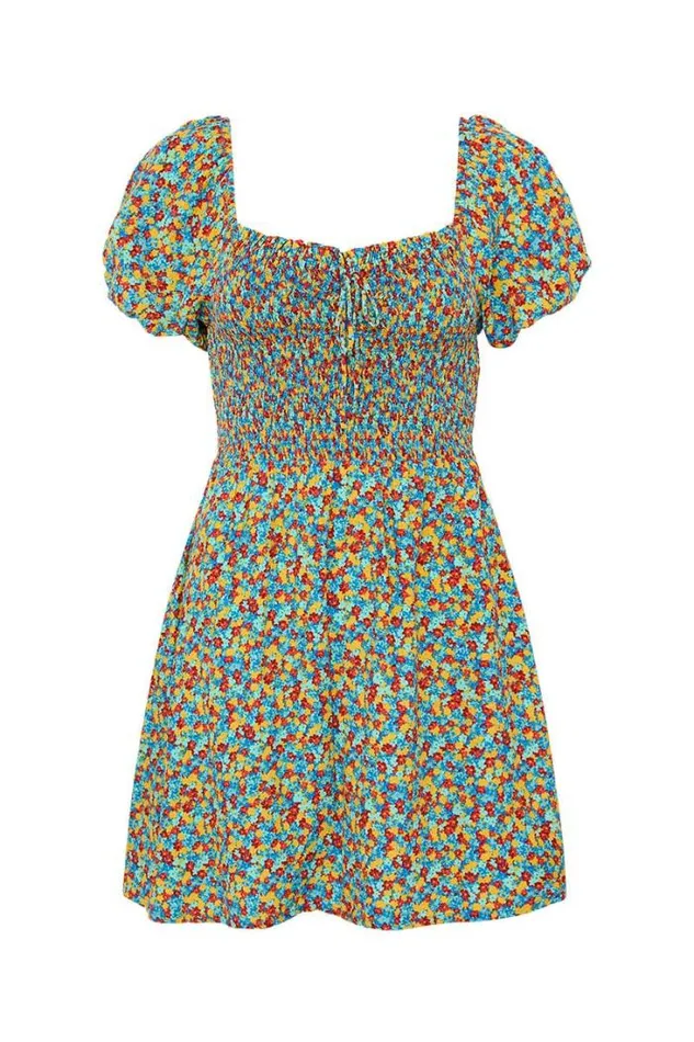 Women Faithfull The Brand Dresses Domenica Mini Dress Mohina Floral Print Blue Exclusive 8211 Final Sale