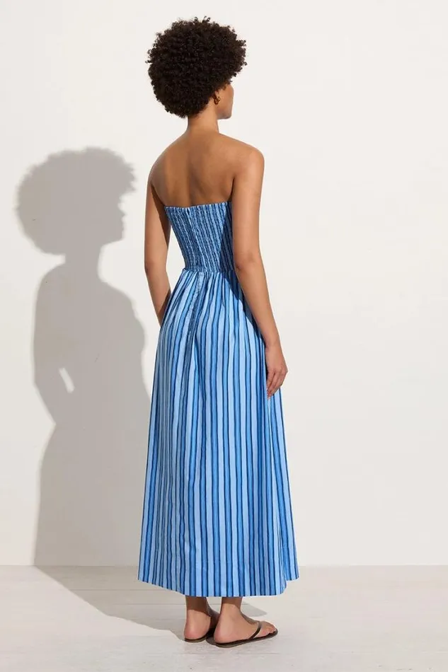 Women Faithfull The Brand Dresses Dominquez Midi Dress Akaia Stripe Blue