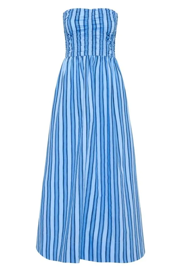 Women Faithfull The Brand Dresses Dominquez Midi Dress Akaia Stripe Blue