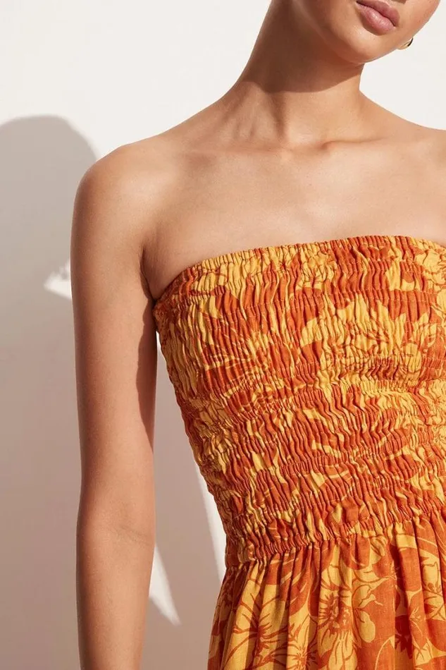 Women Faithfull The Brand Dresses Elmarie Midi Dress Zani Floral Print Burnt Orange 8211 Final Sale