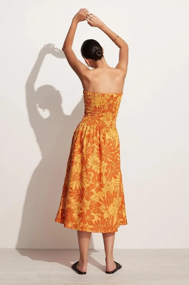 Women Faithfull The Brand Dresses Elmarie Midi Dress Zani Floral Print Burnt Orange 8211 Final Sale