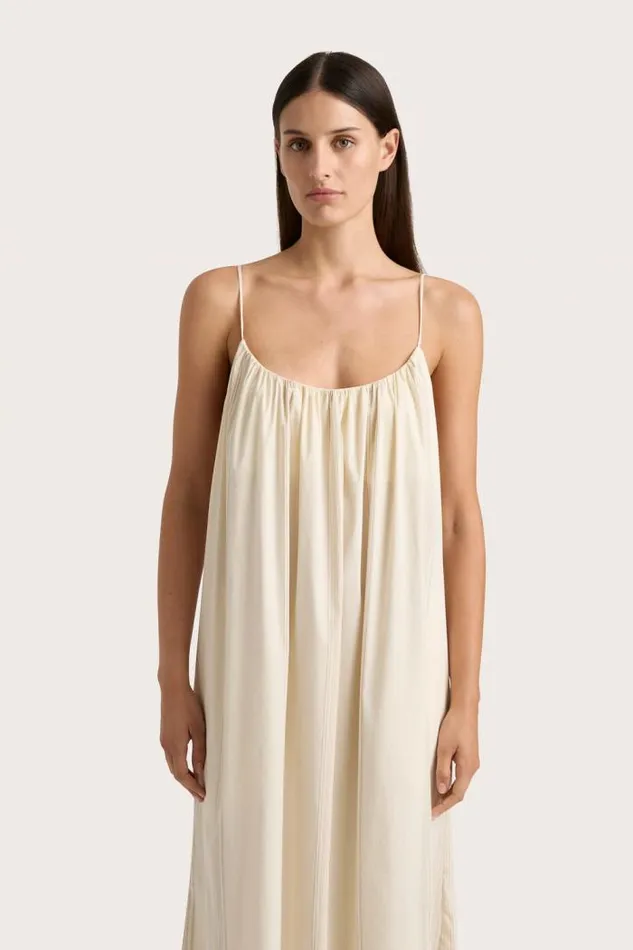 Women Faithfull The Brand Dresses En Vau Maxi Dress Foam Taupe Stripe