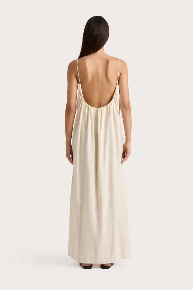 Women Faithfull The Brand Dresses En Vau Maxi Dress Foam Taupe Stripe