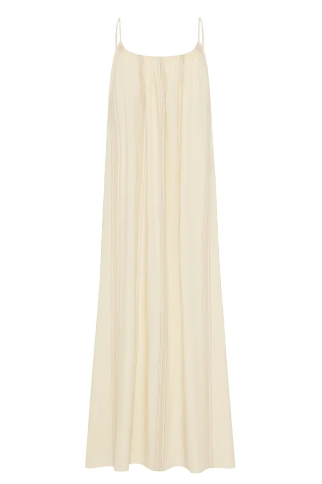 Women Faithfull The Brand Dresses En Vau Maxi Dress Foam Taupe Stripe