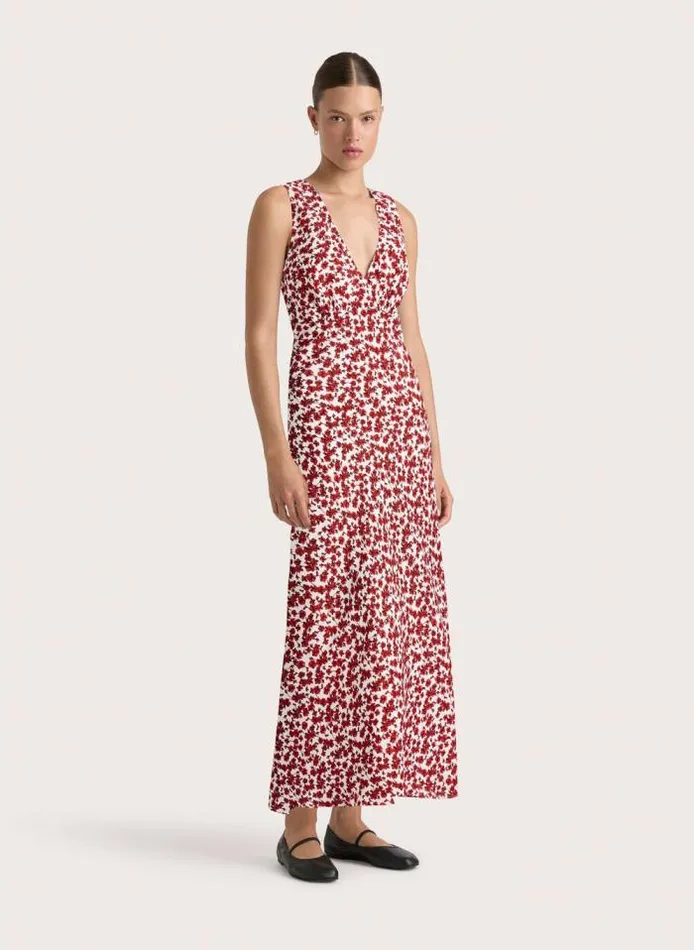 Women Faithfull The Brand Dresses Jardin Midi Dress Leilani Red