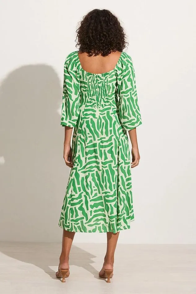 Women Faithfull The Brand Dresses La Vita Midi Dress Tulli Print Green Exclusive 8211 Final Sale