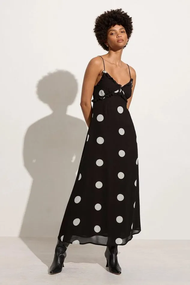 Women Faithfull The Brand Dresses Maye Midi Dress Veia Polka Dot Chocolate