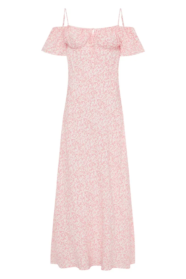 Women Faithfull The Brand Dresses Menton Midi Dress Calla Vermillion