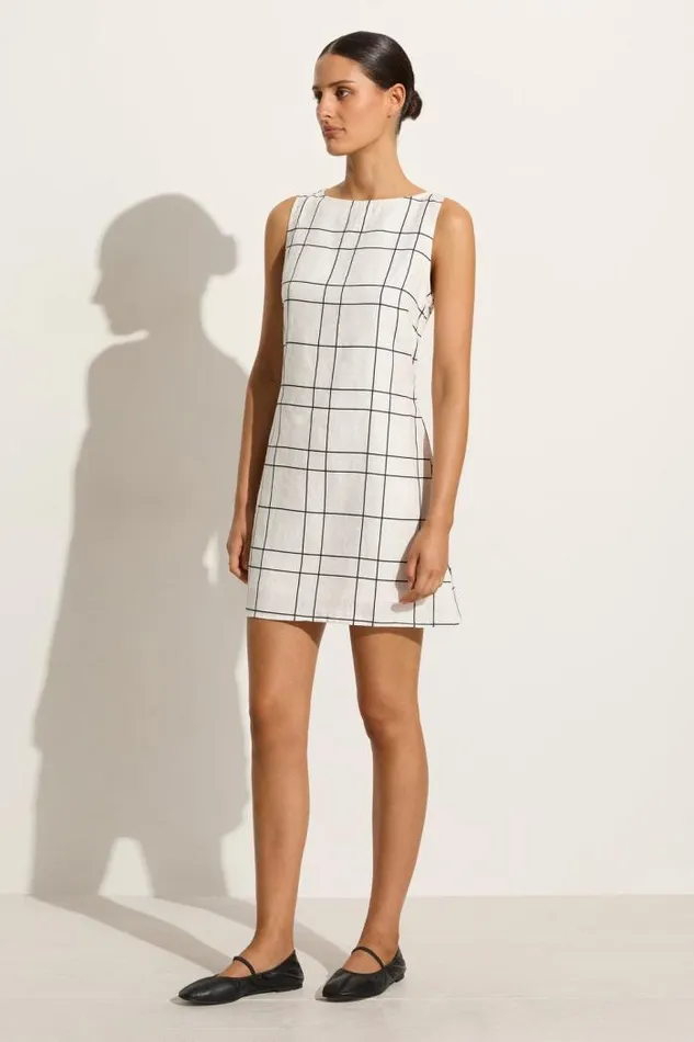 Women Faithfull The Brand Mini Dresses Lui Mini Dress Letizia Check White