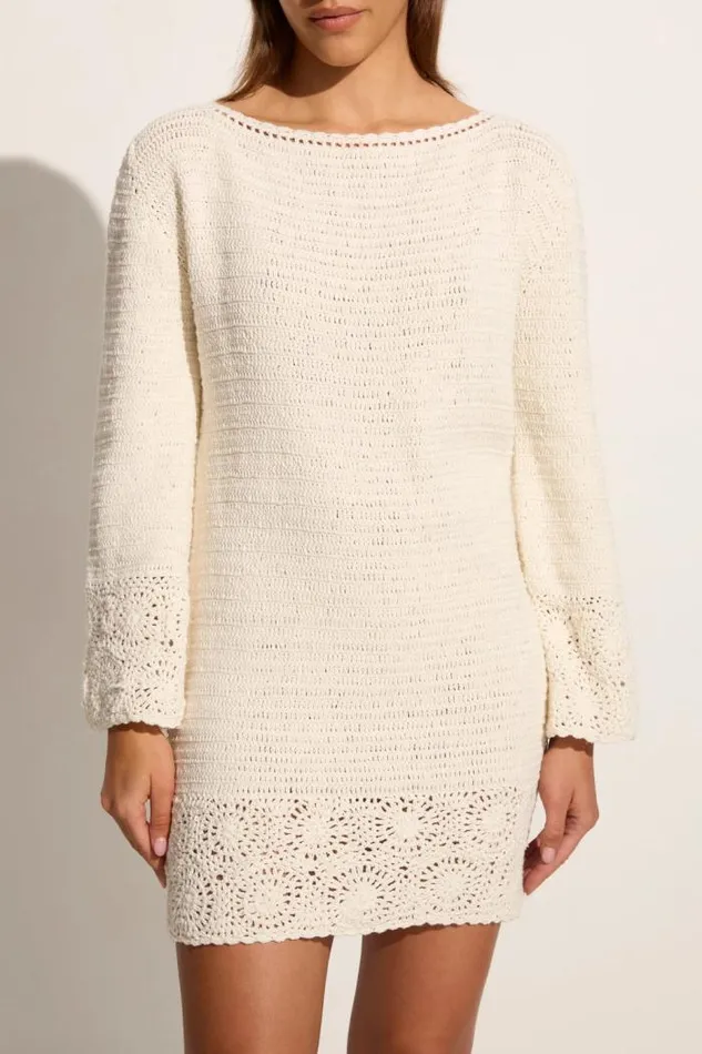 Women Faithfull The Brand Mini Dresses Ruia Handmade Crochet Dress Off White