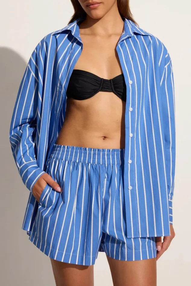 Women Faithfull The Brand Skirts and Shorts Elva Short Adia Stripe Ocean Blue