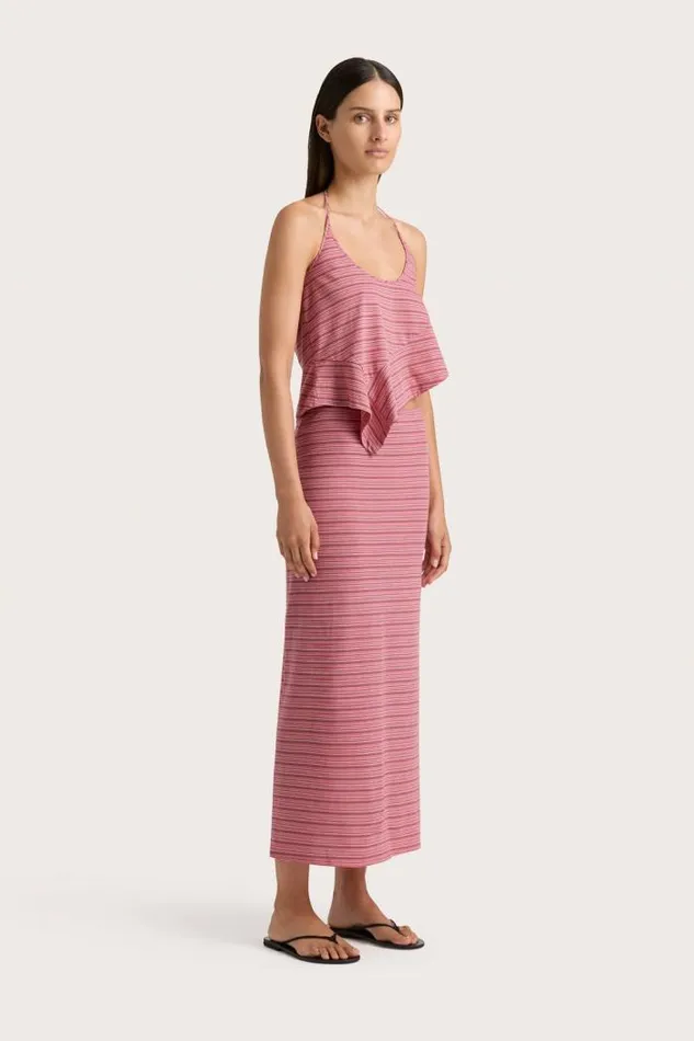 Women Faithfull The Brand Skirts and Shorts Maceio Midi Skirt Vermillion Stripe