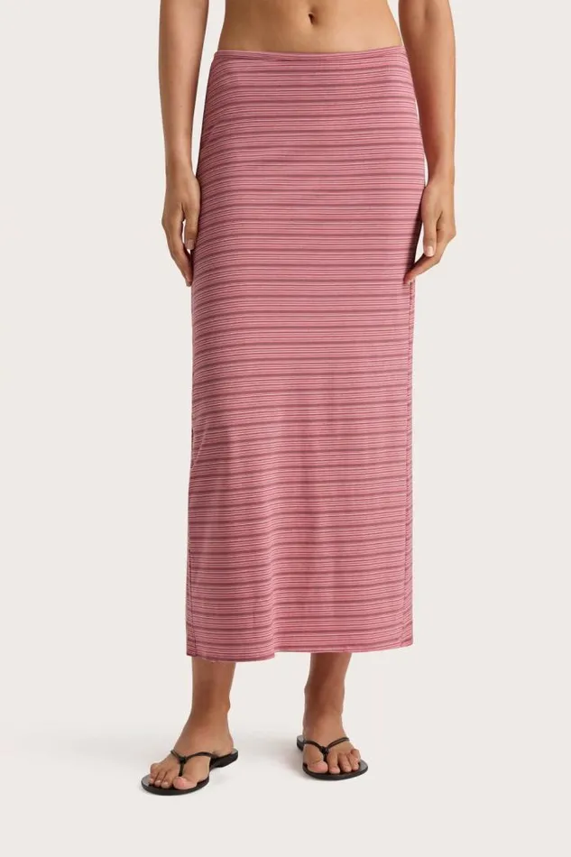 Women Faithfull The Brand Skirts and Shorts Maceio Midi Skirt Vermillion Stripe