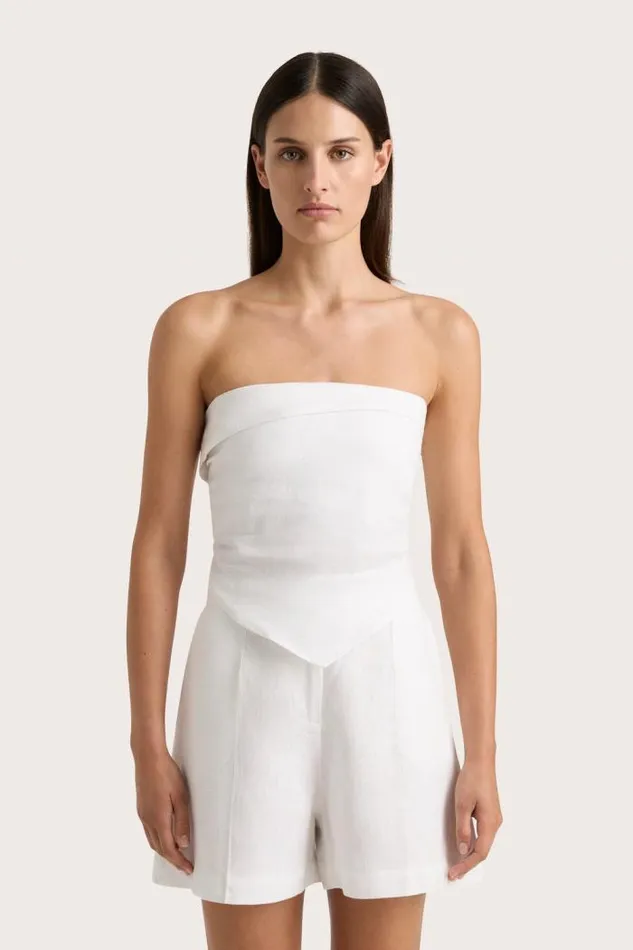 Women Faithfull The Brand Tops Antibes Strapless Top White