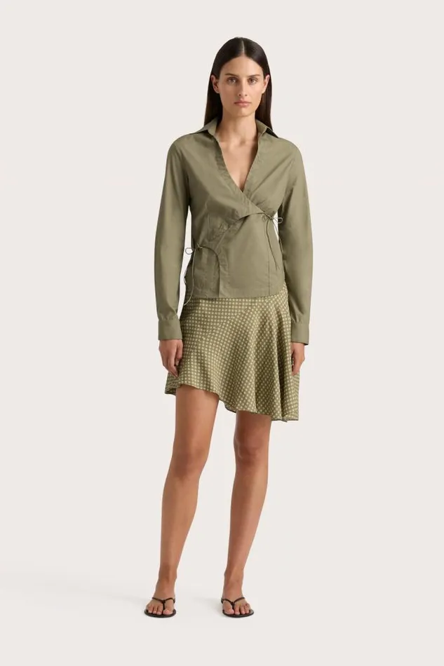 Women Faithfull The Brand Tops Baia Wrap Shirt Khaki